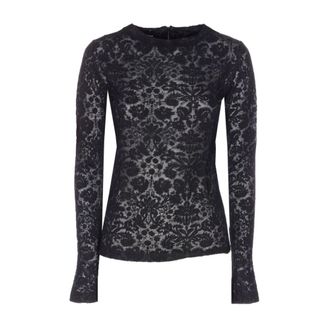 Pinko Round-neck Knitwear, female, Black, Size: XS Pinko Sweaters Black