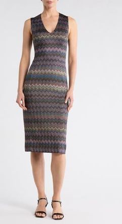 M Missoni Chevron Sleeveless Knit Midi Dress in Dark Urban Multicolor at Nordstrom Rack, Size Medium