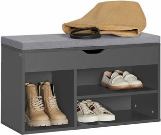 SoBuy Banco Zapatero Armario De Almacenamiento Con Caj&oacute;n Y 3 Compartimientos 80 X 31 X 48 Cm Gris Oscuro Fsr45-dg Sobuy Es