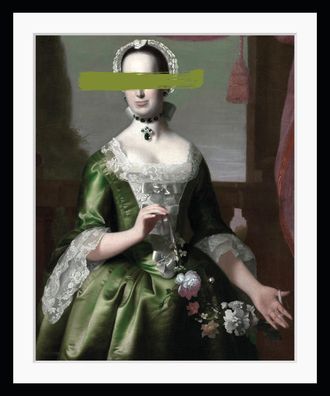 Queence Bild »Gisela mit Farbklecks« Bilder von Frauen Frau Gemälde Historische Persönlichkeiten Kunst HD Premium Poster-Druck inkl. Holzrahmen