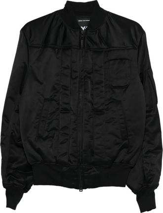 Yohji Yamamoto logo-print bomber jacket - Black