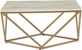 Beliani Beliani - Tavolino da caffè con piano beige e gambe oro Malibu