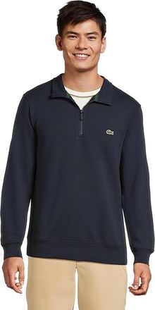 Lacoste High Neck Zipped Fleece Sweatshirt Mens Sweatshirt Navy Blue : 9 (4XL), Cotton/Elastane