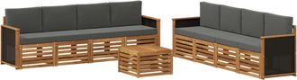 vidaXL Conjunto De Sof&aacute;s De Exterior 9 Uds. Natural Y Antracita Vidaxl