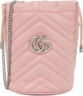 Gucci Pre-owned Bucket Bags, female, Pink, Size: ONE SIZE Pre-owned Quilted Shoulder Bag