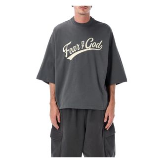 Fear of God Tops, Heren, Grijs, M, Katoen, Merch Tee 26