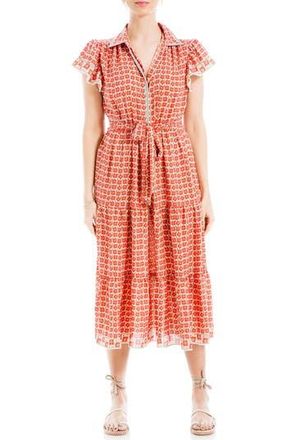 Max Studio Floral Tie Front Shirtdress in Cmpormpg at Nordstrom Rack, Size X-Small