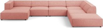 BLOOMINGLOFT 7-Sitzer Design Panorama Sofa Ardenal mit langer Seite rechts, Chenille-Bezug