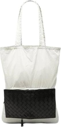 Bottega Veneta Pre-owned Nylon Tote - Dames - Vintage Shopper - Wit - ONE Size - Nylon - Vintage