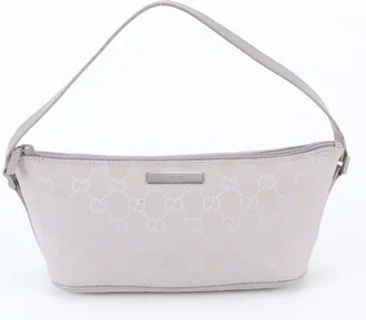 Gucci Purple Leather Canvas Handbag Pouch Tote Bag (Pre-Owned)