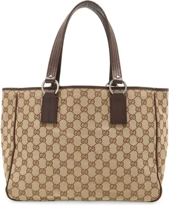 Gucci Beige Dark Brown Khaki Gg Canvas Shoulder Bag Tote Bag (Pre-Owned)