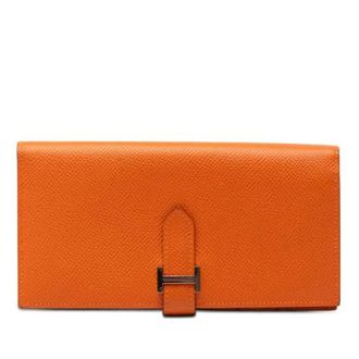 Herm&egrave;s Pre-owned Wallets, female, Orange, Size: ONE SIZE Pre-owned Long Wallet