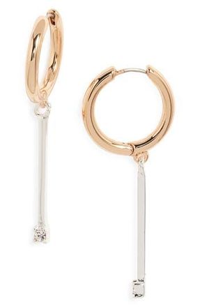 Open Edit Bar Drop Hoop Earrings in Clear- Gold- Silver at Nordstrom Rack