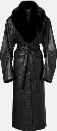 Rotate Croc-effect leather coat