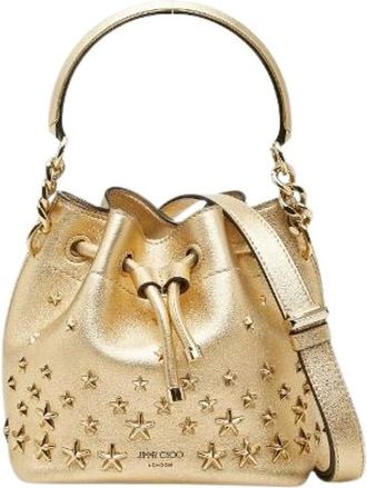Jimmy Choo London Pre-owned Bucket Bags, female, Yellow, Size: ONE SIZE Pre-owned Bon Bon Star Studs Leather 2way Bag