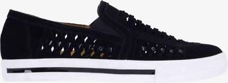 L'Amour Des Pieds Womens Karsha Round Toe Sneaker In Black Suede