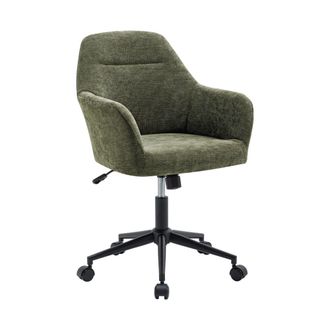 Sweeek Silla de oficina con ruedas ajustable metal y tela, verde kaki