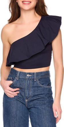 Susana Monaco Flutter One-Shoulder Crop Top in Midnight at Nordstrom Rack, Size X-Large