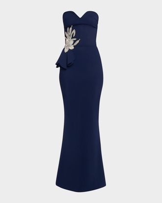 La Petite Robe Di Chiara Boni Strapless Flower-Embellished Mermaid Gown