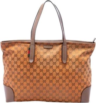 Gucci Pre-owned Vintage Canvas Tote Bag - Dames - Vintage Shopper - Oranje - ONE Size - Leer - Vintage