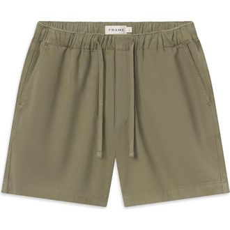 Frame Denim Cotton Canvas Drawstring Shorts in Military Khaki at Nordstrom, Size X-Large