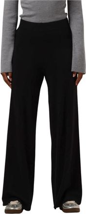 MY ESSENTIAL WARDROBE Wide Leg Gebreide Broek - Dames - Wijde Broeken - Zwart - M - Broeken
