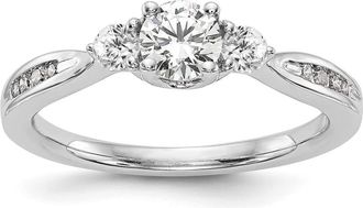 Diamond2Deal 14k White Gold Lab Grown Diamond 3-Stone Band Ring 0.6Ct Clarity- VS Color- G-H