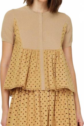Current Air Womens Woven Eyelet Blouse In Butterscotch