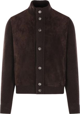 Ermenegildo Zegna Vest met su&egrave;de vlak - Bruin