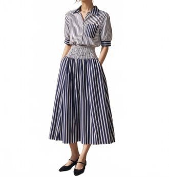 Fifteen Twenty Rhea Stripe Midi Skirt In Indigo