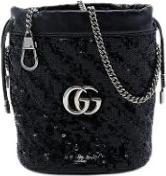 Gucci Pre-owned Quilted Sequin Bucket Bag - Dames - Vintage Tas - Zwart - ONE Size - Leer - Vintage