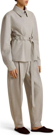 Marina Moscone Cotton Belted Bomber in Perla at Nordstrom, Size 10