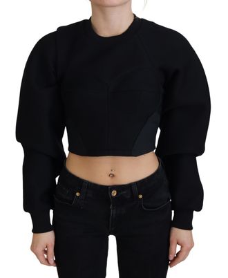 Alberta Ferretti Cropped Zipper Back Sweatshirt Womens Sweater (Pre-Owned)