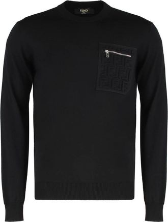 Fendi Truien - Heren - Ronde hals truien - Zwart - L - Truien & Vesten