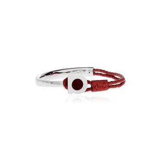Ferragamo Armband met logo - Heren - Armbanden - Grijs - S - Leer - Accessoires