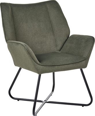 Beliani Sill&oacute;n Con Acolchado Grueso Asiento Profundo Patas De Acero Tapizado De Terciopelo Repelente Al Agua Y F&aacute;cil De Limpiar Verde Oscuro Gressela