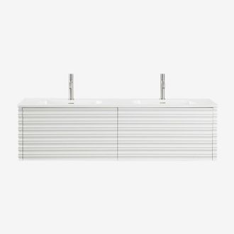 Sklum Conjunto De Mueble De Ba&ntilde;o Suspendido 160x50 Cm En Madera Con Lavabos Integrados Noura Sklum