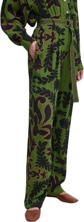 La Petite Francaise Ponctuel Broek met Riem - Dames - Wijde Broeken - Groen - S - Leer - Broeken