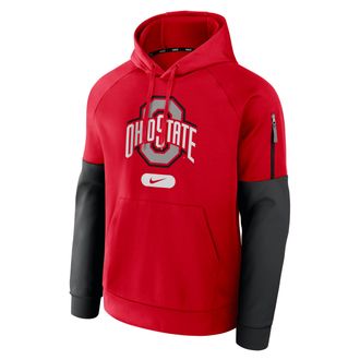 Nike Mens Ohio State Buckeyes Fitness Mens Nike Therma College Pullover Hoodie in Red | 02V6064YOH-6ZS