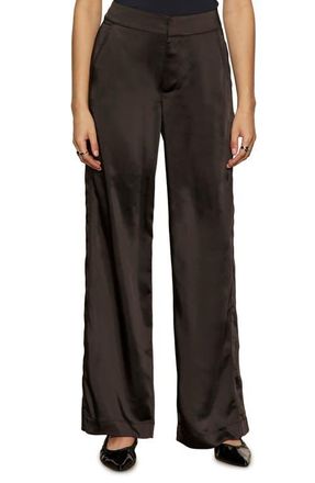 Sanctuary Modern Satin Mid Rise Pants in Black at Nordstrom, Size 31