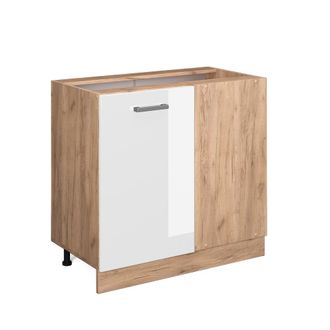 Vicco Armario De Esquina R-line, Blanco Alto Brillo, 86 Cm Sin Encimera