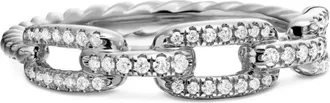 David Yurman Anello Stax Chain Link in oro bianco 18kt con diamanti (4,5mm) - Argento