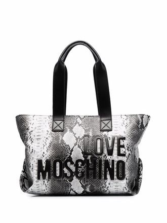 Love Moschino snake-effect logo-detail tote bag - women - PVC - OS - Black