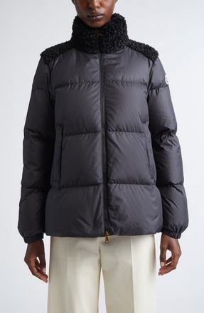 Moncler Esnaie Faux Shearling Trim Down Jacket in Black at Nordstrom, Size 00