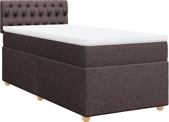 vidaXL Vidaxl - Cama Box Spring Con Colch&oacute;n Tela Marr&oacute;n Oscuro 90x200 Cm