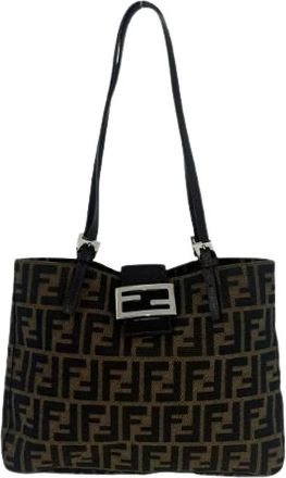 Fendi Pre-owned Zucca Canvas Leather Shoulder Bag - Dames - Vintage Schoudertas - Bruin - ONE Size - Leer - Vintage