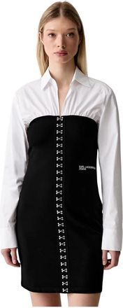 Karl Lagerfeld Mini Jurk - Dames - Korte kleedjes - Zwart - XL - Katoen - Kleedjes