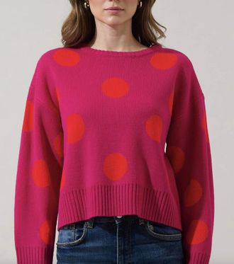 Sugarlips Yeti Polka Dot Sweater In Fuschia
