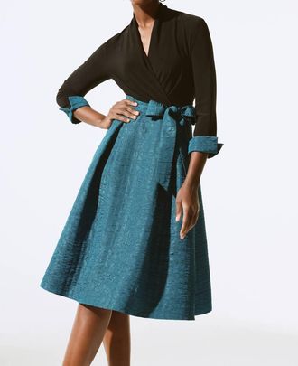 Joseph Ribkoff Marled Midi Wrap Dress In Twilight/black