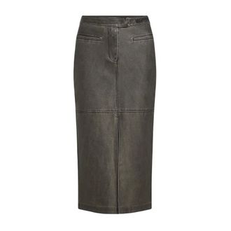 Karl Lagerfeld Midi Skirts, female, Black, Size: M Midi Faux-Leather Skirt